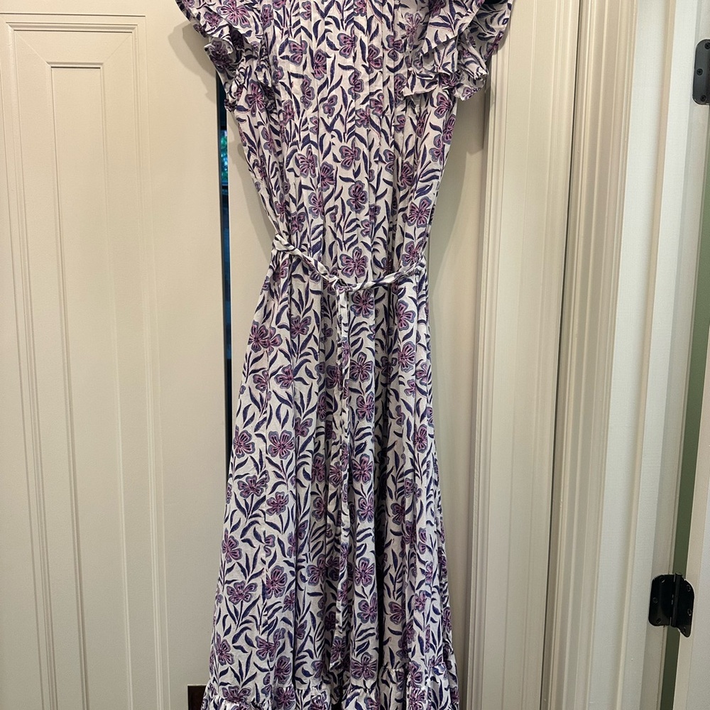 Victoria Dunn Floral Purple and White Maxi Dress size XS but fits more sm to med